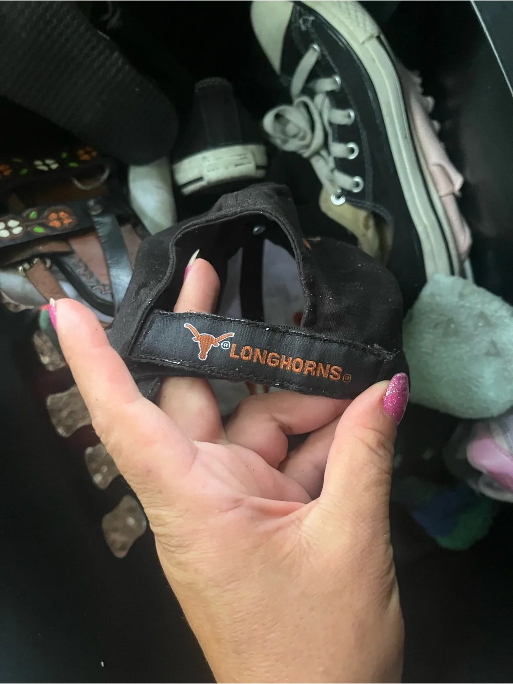 Black Baseball Cap with Orange Longhorn Logo